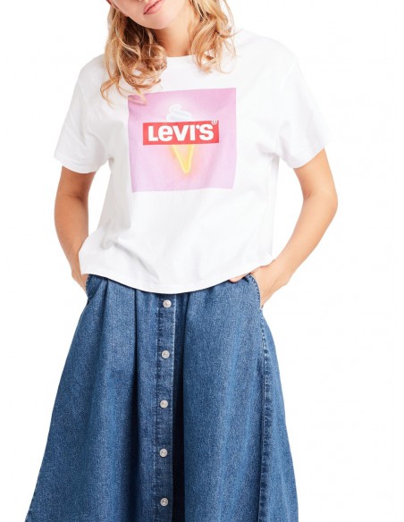 LEVI'S camiseta manga corta ICE CREAM PHOTO WHITE per Dona