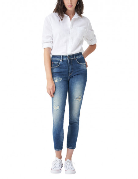 SALSA JEANS vaqueros skinny push in secret glamour cropped amb trencats per Dona