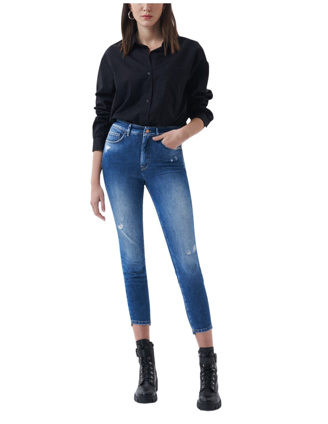 SALSA JEANS skinny push secret glamour cropped azul intenso para Mujer
