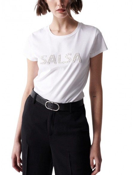 SALSA JEANS camiseta manga corta con branding y brillo para Mujer