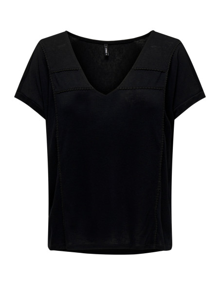 ONLY top manga corta ONLSILLE S/S V-NECK TOP JRS para Mujer