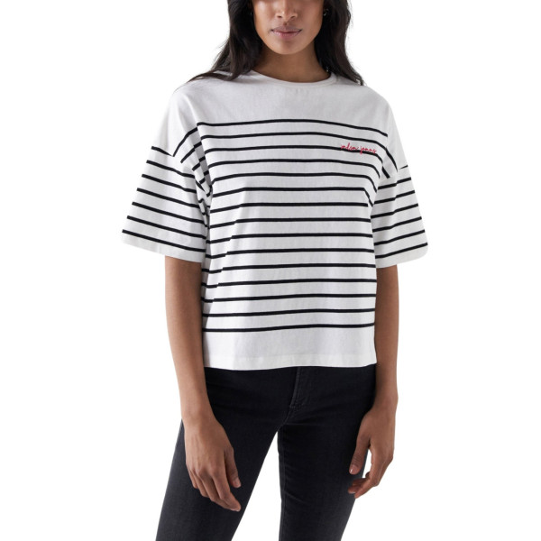 SALSA JEANS camiseta manga corta de rayas logo bordado para Mujer