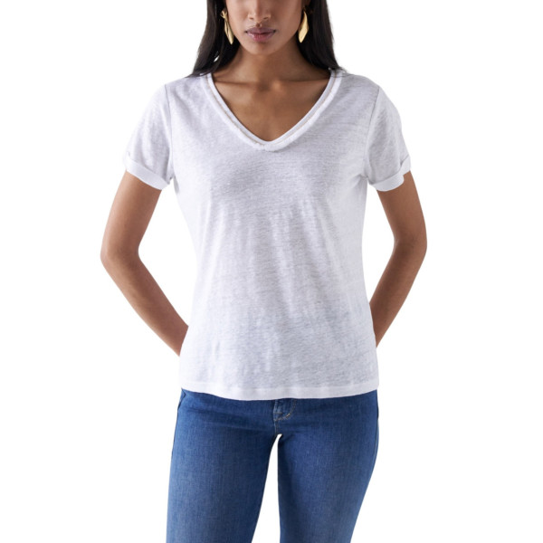 SALSA JEANS camiseta manga corta de pico tejido en lino para Mujer